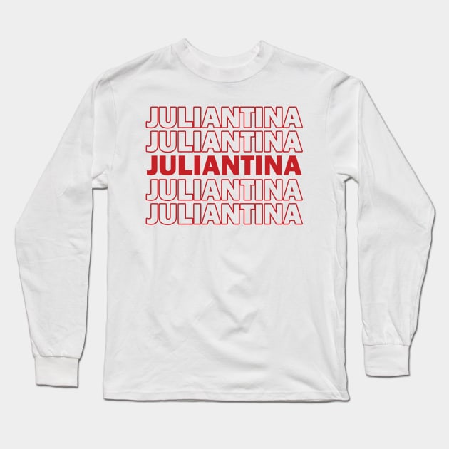 Juliantina Thank You Bag Design Long Sleeve T-Shirt by brendalee